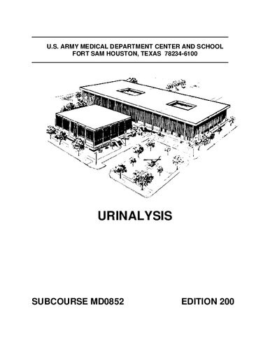 Urinalysis Md0852 200th Edition Us Army Medical Department