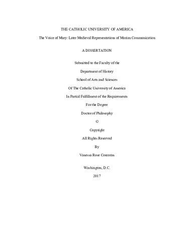 The Voice Of Mary Later Medieval Representations Of Marian Communication Vanessa Rose Corcoran