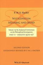 Wittgenstein Meaning And Mind Second Extensively Revised Edition P M S Hacker