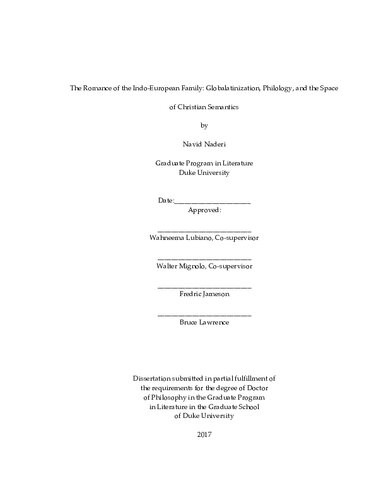 The Romance Of The Indoeuropean Family Globalatinization Philology And The Space Of Christian Semantics Navid Naderi