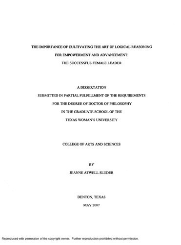 The Importance Of Cultivating The Art Of Logical Reasoning For Empowerment And Advancement The Successful Female Leader Jeanne Atwell Sluder