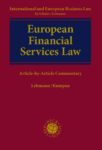 European Financial Services Law Matthias Lehmann Christoph Kumpan