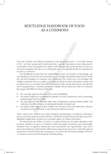 Routledge Handbook Of Food As A Commons 2019th Edition Jose Luis Vivero Pol