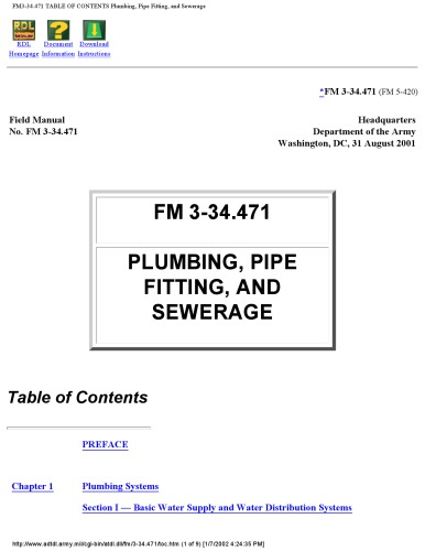 Fm 334471 Fm 5420 Plumbing Pipe Fitting And Sewerage The United States Army