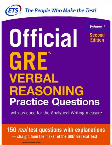 Official Gre Verbal Reasoning Practice Questions Second Edition 2nd Edition Educational Testing Service