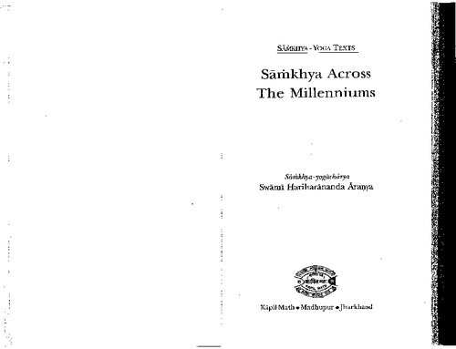 Samkhya Across The Millenniums Swami Hariharananda Aranya