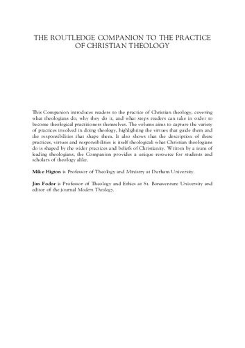 The Routledge Companion To The Practice Of Christian Theology Mike Higton