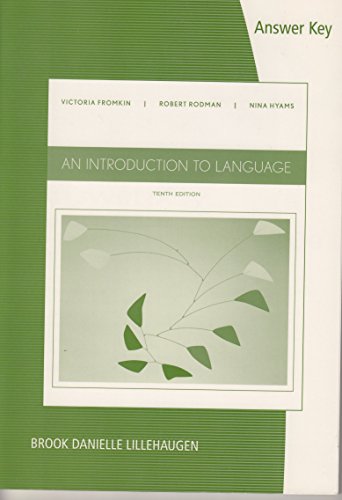 Answerkey Introduction To Language Tenth Edition 10th Edition Victoria Fromkin