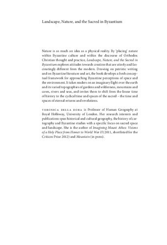 Landscape Nature And The Sacred In Byzantium Veronica Della Dora
