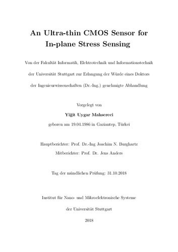 An Ultrathin Cmos Sensor For Inplane Stress Sensing 1st Edition Yiit Uygar Mahsereci