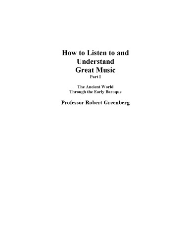 How To Listen To And Understand Great Music Greenberg Robert