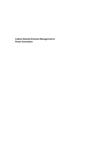 Carbon Dioxide Emission Management In Power Generation 1st Edition Lars O Nord Olav Bolland