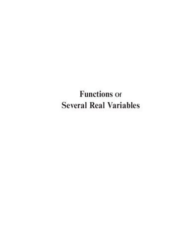 Functions Of Several Real Variables Martin Moskowitz Fotios Paliogiannis