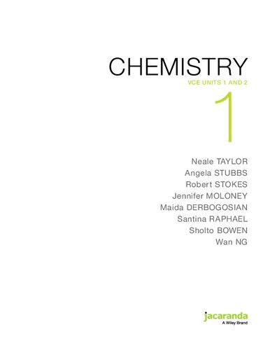 Jacaranda Chemistry 1 Vce Units 1 2 1st Edition Neale Taylor