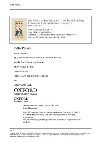 The Clash Of Legitimacies The Statebuilding Process In Late Medieval Lombardy Andrea Gamberini