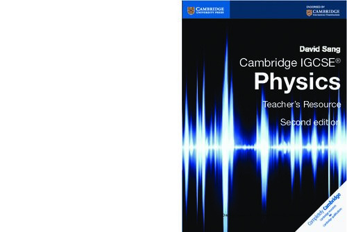 Cambridge Igcse Physics Teachers Resource 2nd Edition David Sang