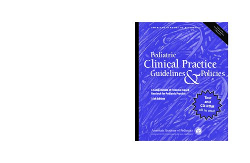 Pediatric Clinical Practice Guidelines Policies A Compendium Of Evidencebased Research For Pediatric Practice Fifteenth Edition American Academy Of Pediatrics