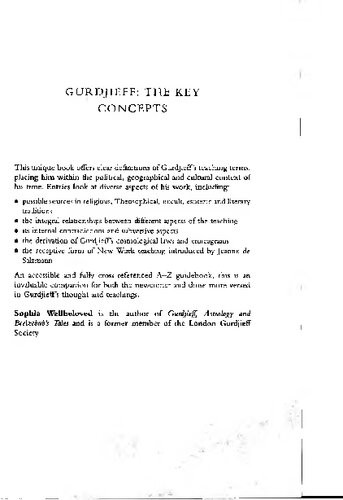 Gurdjieff The Key Concepts Sophia Wellbeloved