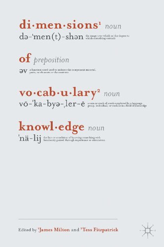 Dimensions Of Vocabulary Knowledge 2013th Edition James Milton