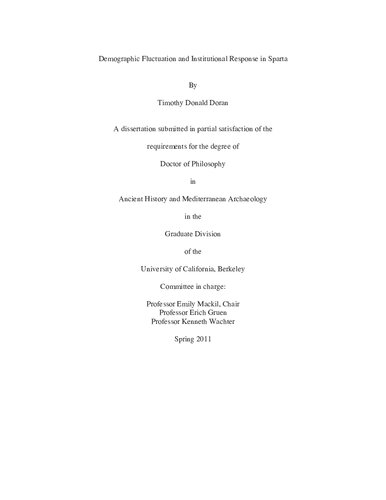 Demographic Fluctuation And Institutional Response In Sparta Doran