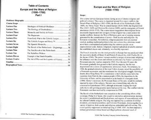 Europe And The Wars Of Religion 15001700 Part I Sreenivasan