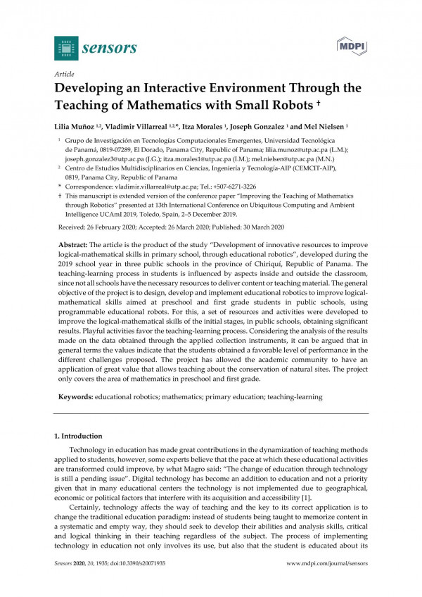 Developing An Interactive Environment Through The Teaching Of Mathematics With Small Robots Lilia Muoz