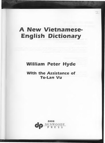 A New Vietnameseenglish Dictionary William P Hyde