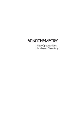 Sonochemistry New Opportunities For Green Chemistry 1st Edition Gregory Chatel