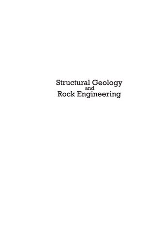 Structural Geology And Rock Engineering John W Cosgrove John A Hudson