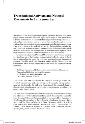 Transnational Activism And National Movements In Latin America Bridging The Divide Eduardo Silva
