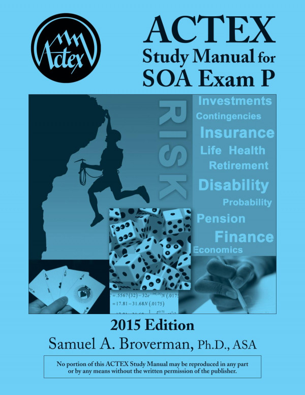 Actex Study Manual For Soa Exam P 2015 Edition Broverman