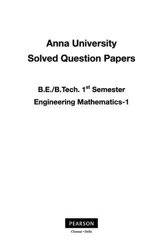 Anna University Solved Question Papers Bebtech 1st Semester Engineering Mathematics1 Anna University