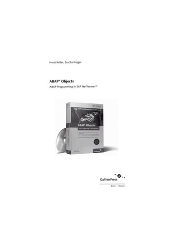 Abap Objects Abap Programming In Sap Netweaver Horst Keller Sascha Krger