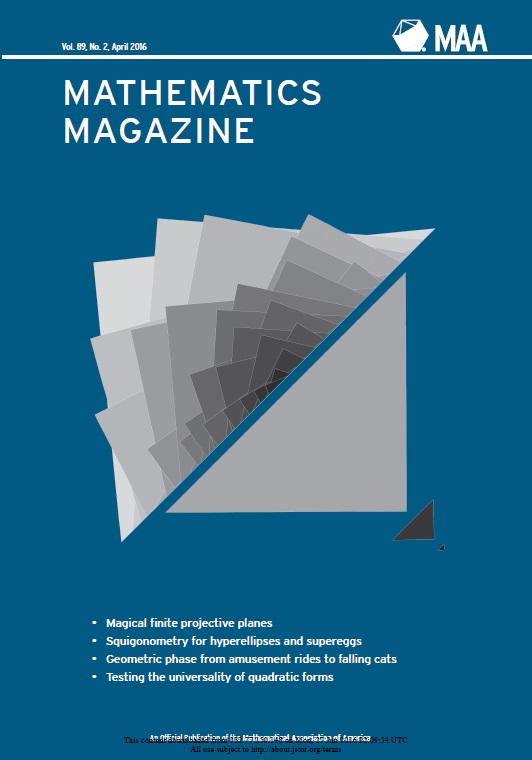 Mathematics Magazine Vol 89 Issue 2 Mathematical Association Of America