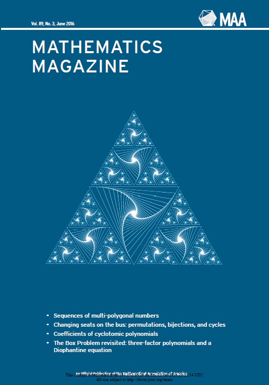 Mathematics Magazine Vol 89 Issue 3 Mathematical Association Of America