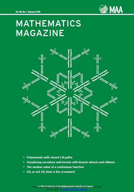Mathematics Magazine Vol 88 Issue 1 Mathematical Association Of America