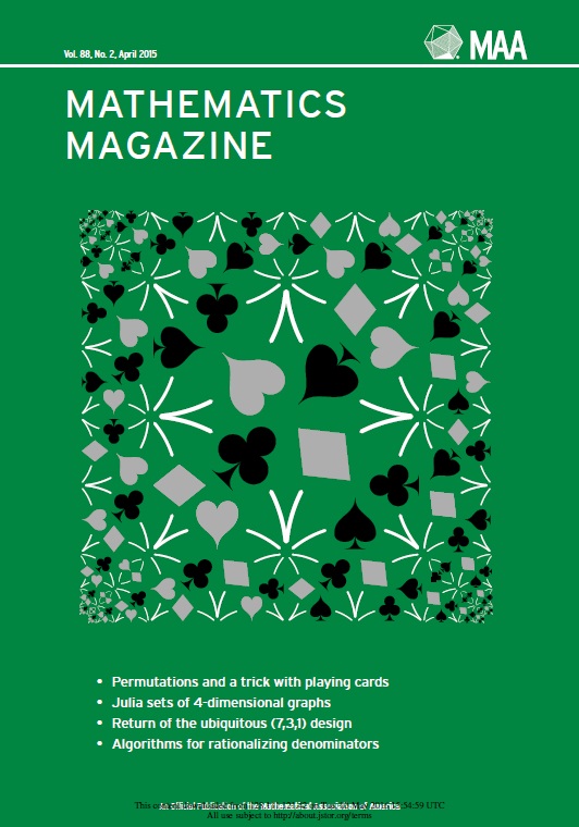 Mathematics Magazine Vol 88 Issue 2 Mathematical Association Of America