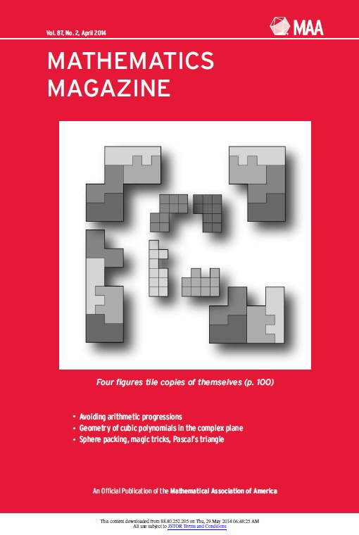 Mathematics Magazine Vol 87 Issue 2 Mathematical Association Of America