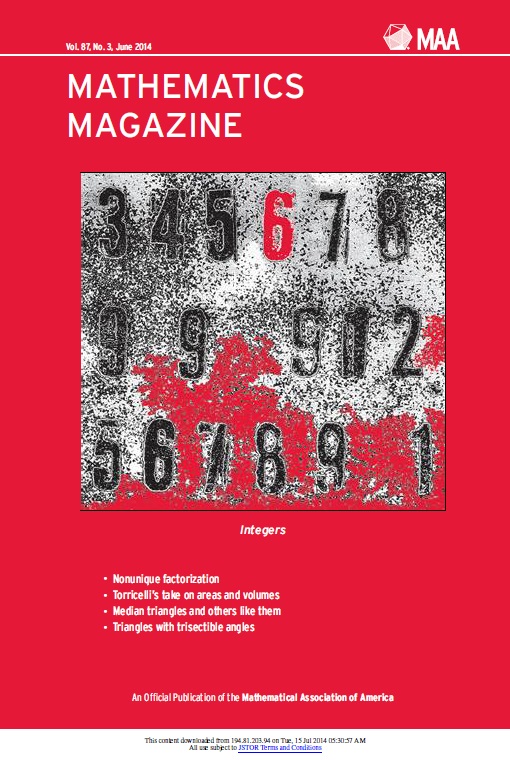 Mathematics Magazine Vol 87 Issue 3 Mathematical Association Of America