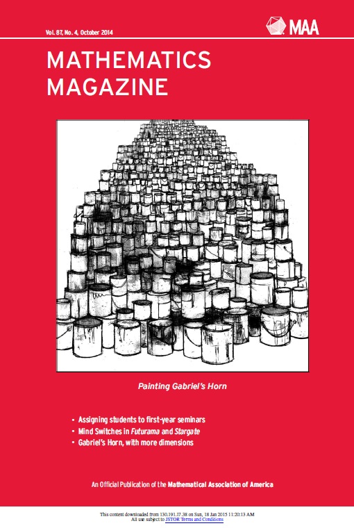 Mathematics Magazine Vol 87 Issue 4 Mathematical Association Of America