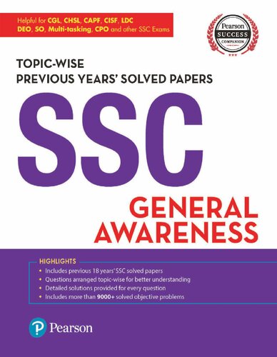 Ssc General Awareness Topicwise Previous Years Solved Papers Pearson