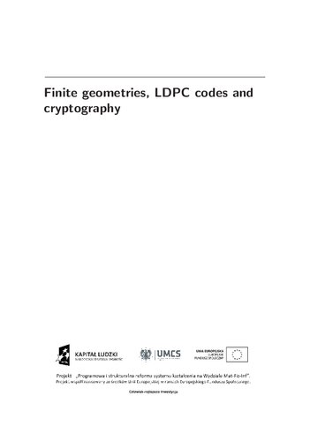 Finite Geometries Ldpc Codes And Cryptography Vasyl Ustimenko Urszula Romaczuk