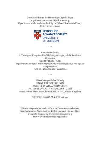 A Nicaraguan Exceptionalism Debating The Legacy Of The Sandinista Revolution 1st Edition Hilary Francis Ed