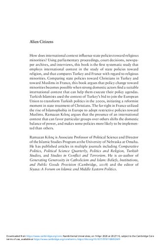 Alien Citizens The State And Religious Minorities In Turkey And France Ramazan Kilin