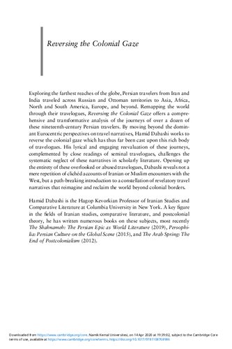 Reversing The Colonial Gaze Persian Travelers Abroad Hamid Dabashi
