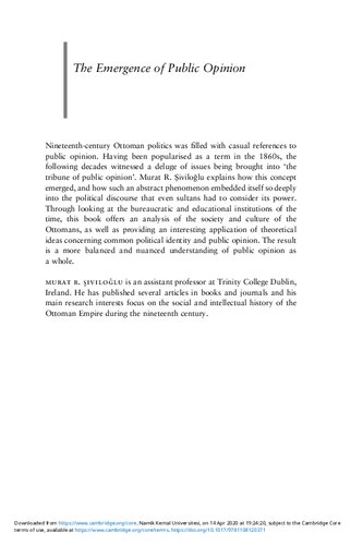 The Emergence Of Public Opinion State And Society In The Late Ottoman Empire Murat R Ivilolu