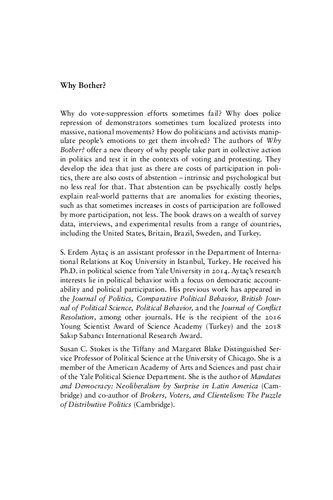 Why Bother Rethinking Participation In Elections And Protests S Erdem Ayta Susan C Stokes