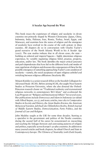 A Secular Age Beyond The West Religion Law And The State In Asia The Middle East And North Africa Mirjam Knkler