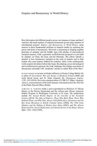 Empires And Bureaucracy In World History From Late Antiquity To The Twentieth Century Peter Crooks Timothy H Parsons