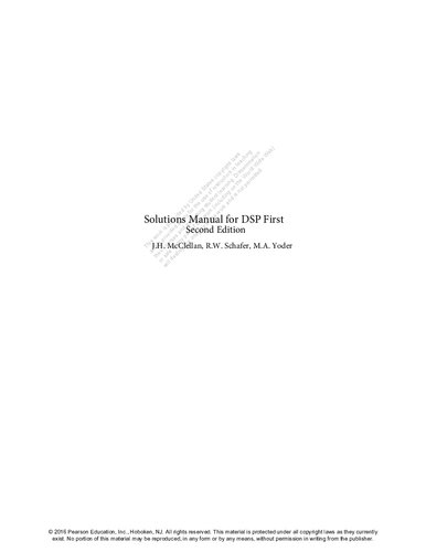 Dsp First Solution Manual Second James H Mcclellan Ronald Wschafer